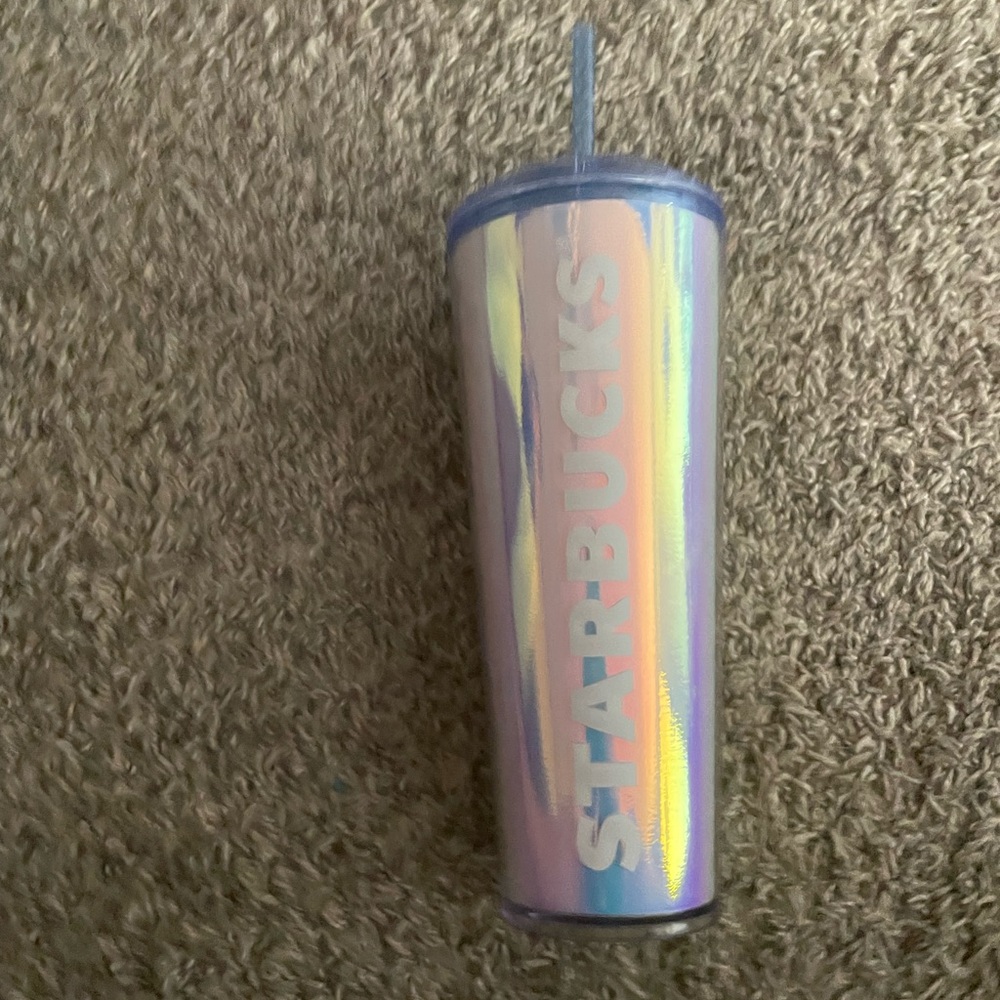 Starbucks Holographic Blue Tumbler with Straw